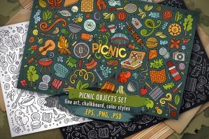 Picnic Doodle Objects & Elements Set