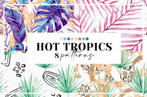 Summer Tropical Leaves Neon Patterns