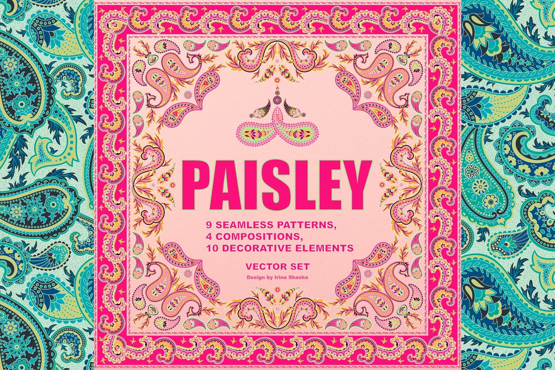 Wall Mural Seamless pink paisley pattern