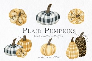 Fall Plaid Pumpkins Clipart For Thanksgiving