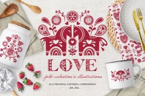 Love Folk Valentine's Illustrations
