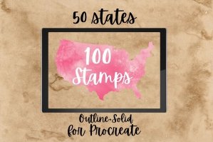 100 Procreate Stamps For All 50 States