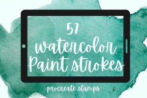 57 Watercolor Paint Strokes Procreate Stamps