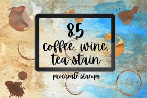 85 Coffee Wine Tea Stain Procreate Stamps