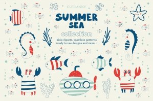 Cute Nautical Collection - Cliparts & Patterns
