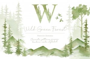 Wild Green Forest Watercolor