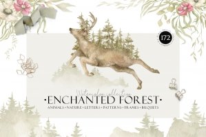 Enchanted Forest Watercolor Wildlife