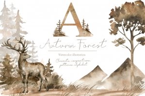 Autumn Forest Watercolor Set