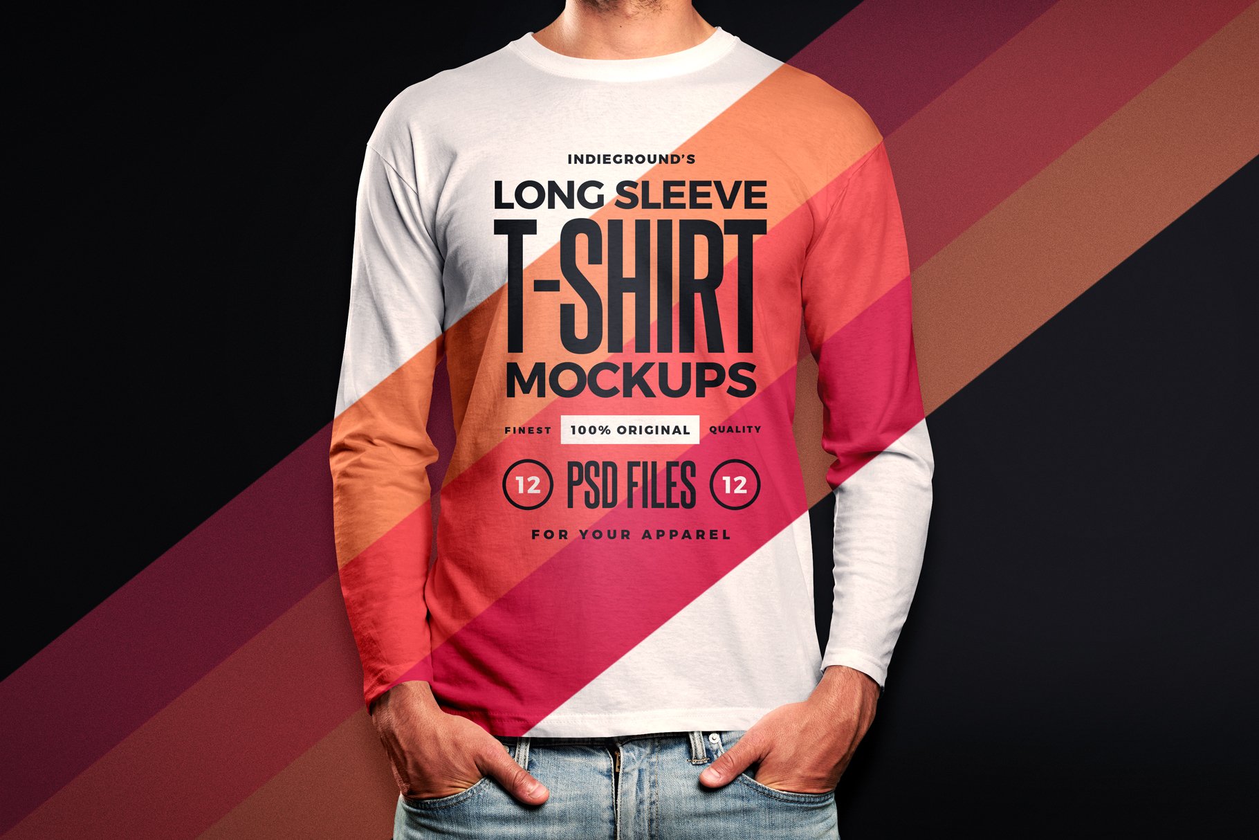 Men Long Sleeve T-shirt Mockups - Design Cuts