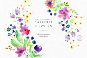 Carefree Flower Watercolor Illustrations
