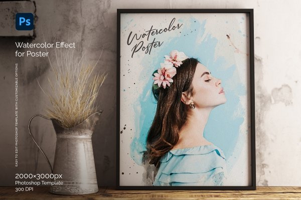 Watercolor Canvas Art Photo Effect - Design Cuts