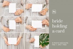 Bride Holding Card Mockup Collection