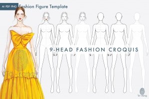 Female Fashion Figure Template - 9 Head Fashion Croquis Vol 4