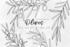 Olive Brunch | Line Art Vector - Design Cuts