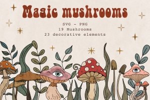 Retro Magic Mushrooms Set