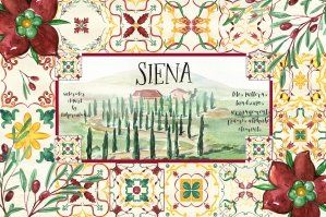 Siena Folk Watercolor Tiles In Italian Style