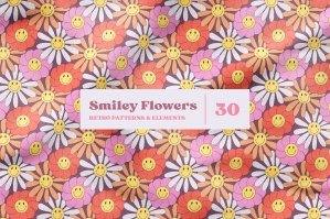 Smiley Flowers Retro Patterns
