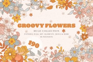 Groovy Flowers Vector Collection