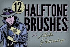 12 Halftone Texture Brushes For Adobe Photoshop