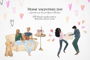 Valentines Day Clipart PNG | Watercolor Couple Clip Art
