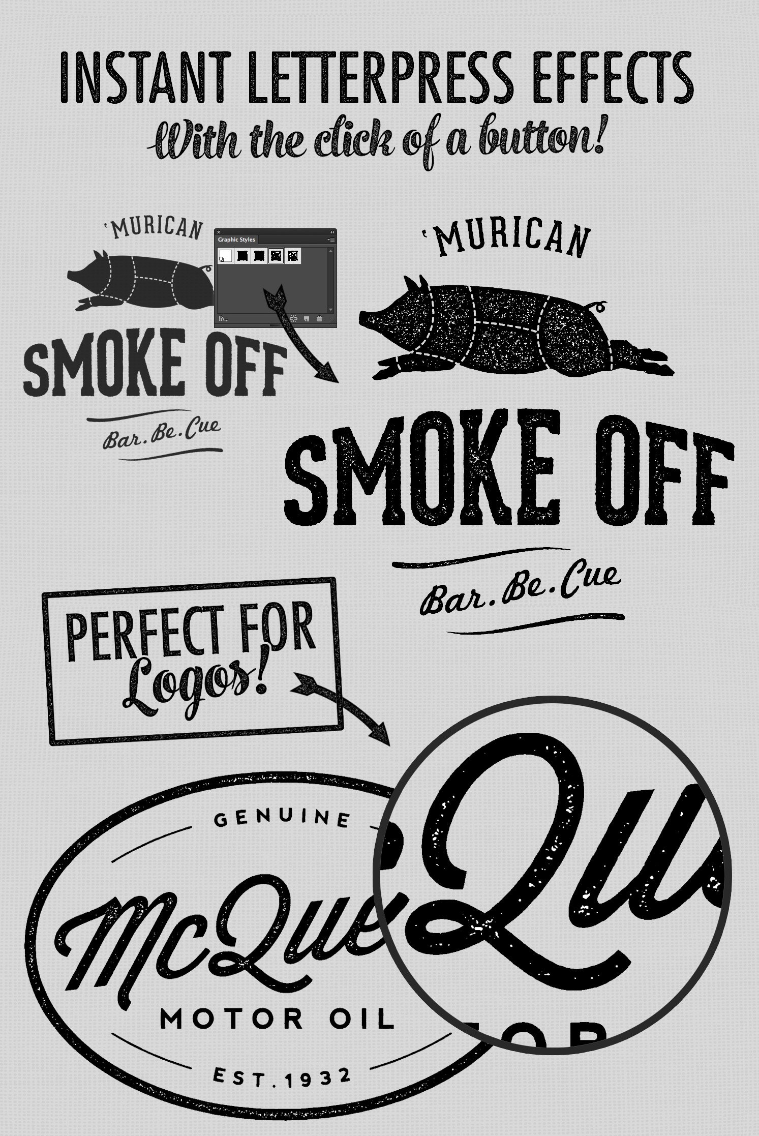 Ink Stamp Effect Styles For Adobe Illustrator