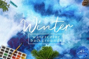 45 Winter Watercolor Backgrounds
