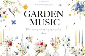 Garden Music Watercolor Wildflower