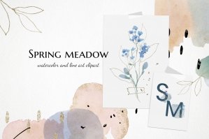 Watercolor Abstract Wildflower Clipart