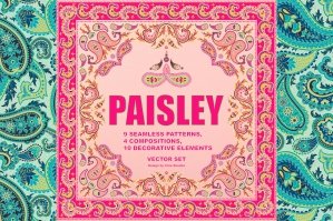 Vector Set Of Paisley Patterns
