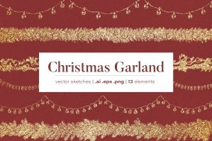 Christmas Garlands And Paper Texture