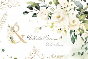 White Roses Watercolor Flowers