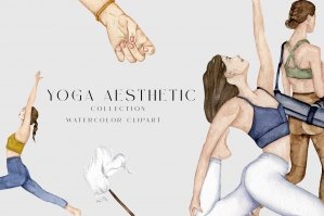 Watercolor Yoga Aesthetic Clipart