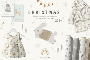 Christmas Animals Illustrations & Patterns