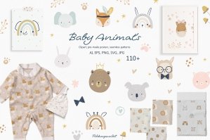Face Baby Animals & Cute Rainbows Collection