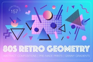80s Retro Geometry And Gradients Vector Collection