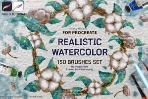 150 Realistic Watercolor Brushes - Bundle Set