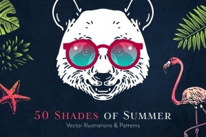 50 Shades Of Summer - Illustrations Of Animals With Sunglasses