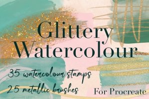 Watercolour Stamps & Glitter Brushes For Procreate