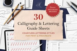 30 Calligraphy & Lettering Guides For Procreate & Print