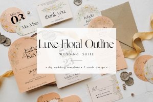 Luxe Floral Outline Wedding Suite