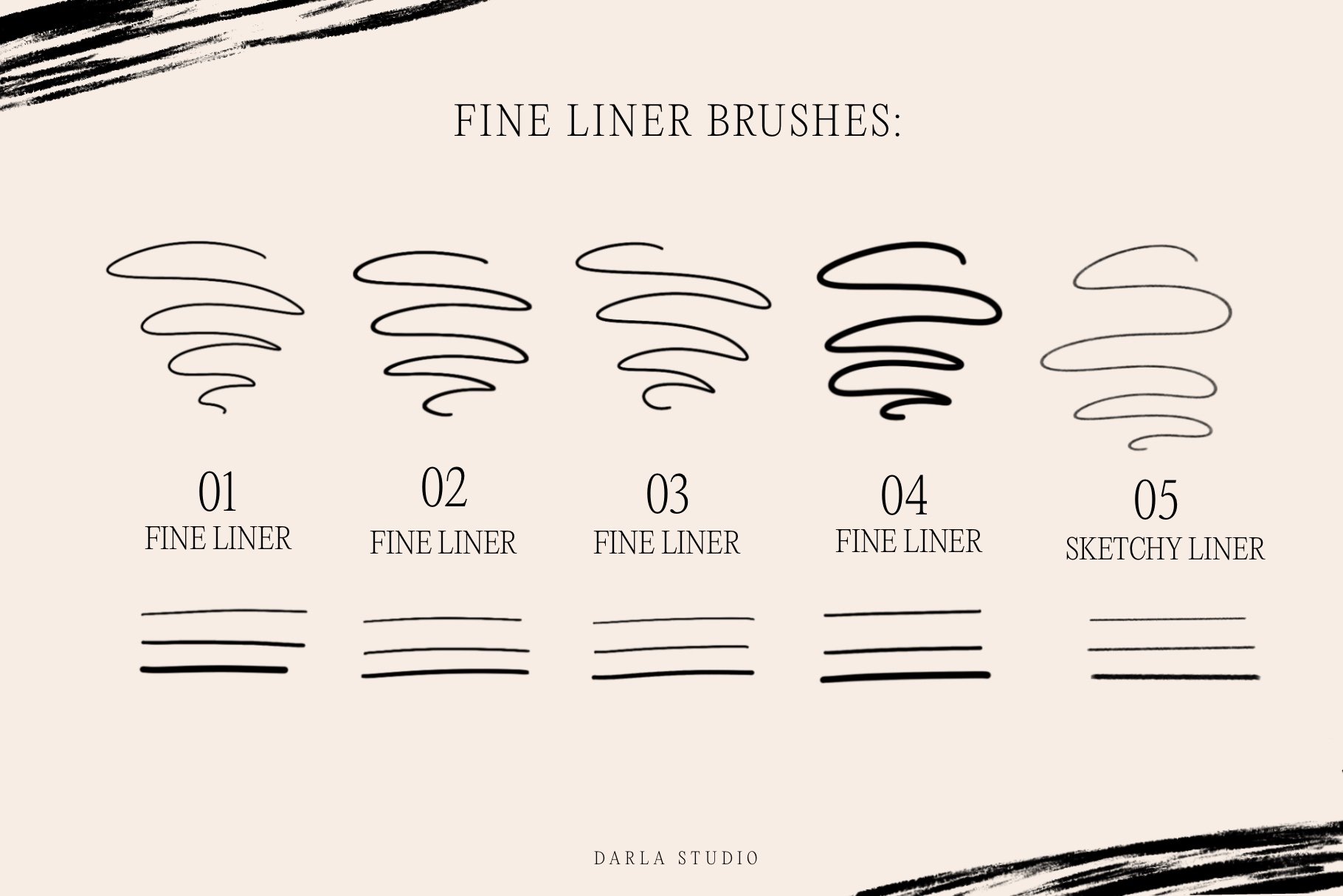 Ink Fine Liners Brushes for Procreate. By LABFcreations