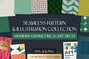 Seamless Patterns & Illustrations - Modern & Art Deco Geometric