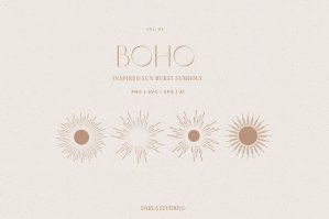 Boho Sun Symbols Illustration Set