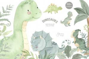 Dinosaur Watercolor Clipart