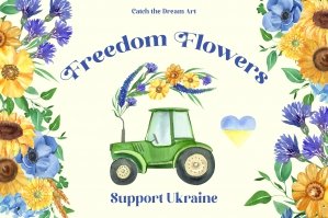 Freedom Flowers Ukraine Watercolor