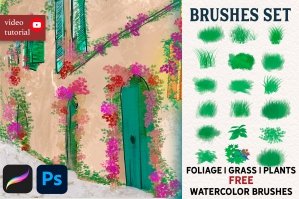 Foliage Grass Plant Flowers Brushes And Free Watercolor