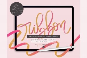 Ribbon Lettering Procreate Brushes
