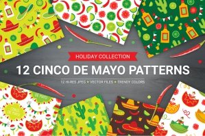 12 Cinco De Mayo Seamless Patterns - Mexican Ornaments