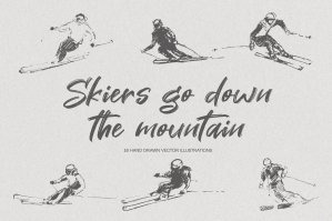 Skiers Go Down The Mountain