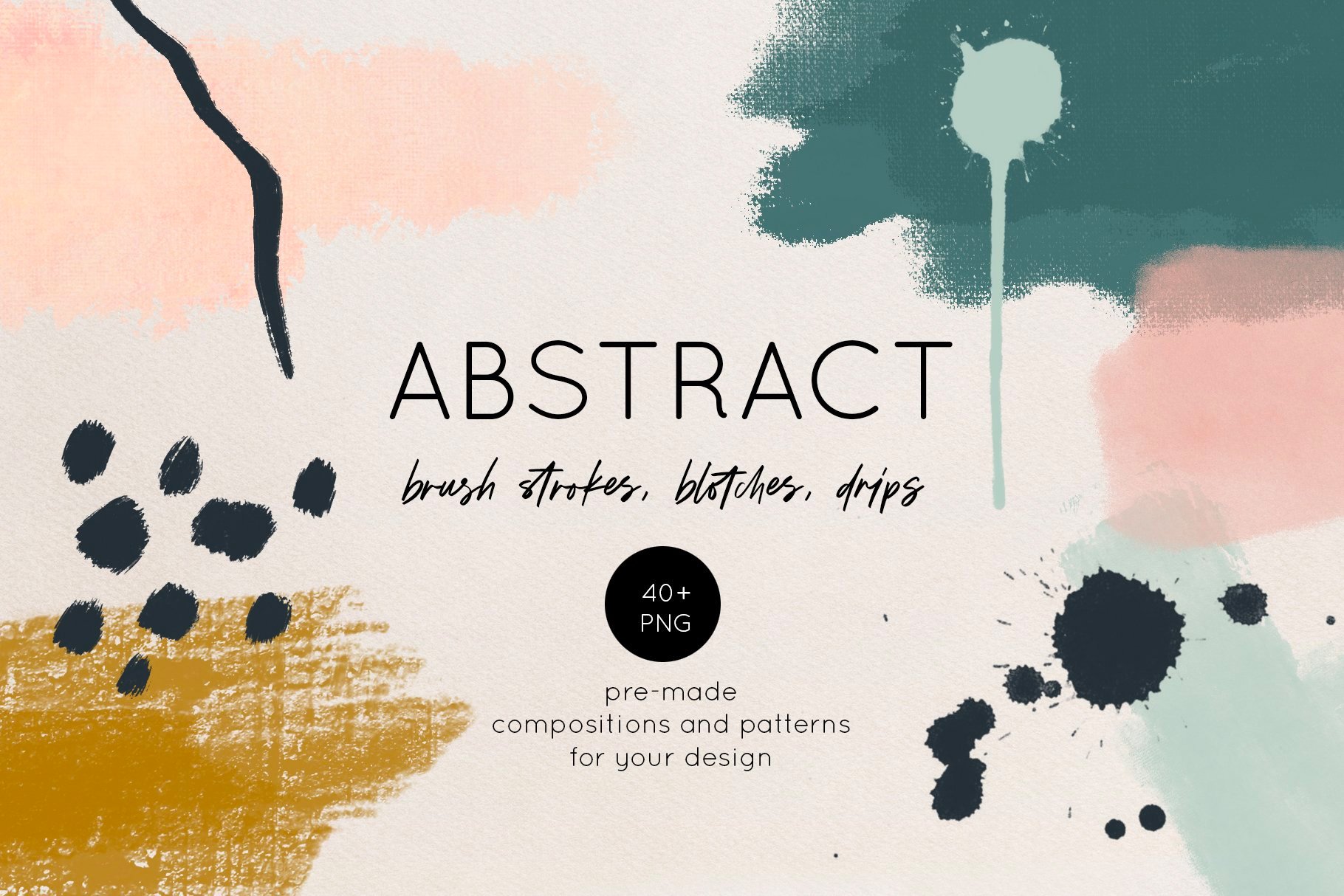 Abstract Brush Strokes Blotches And Drips Pack - Design Cuts